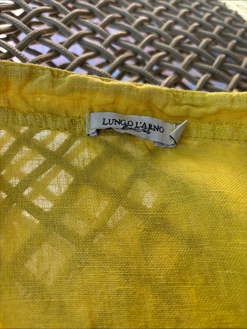 59. Sleeveless Sunny Yellow Linen Mini Dress with Mother of Pearl Button Front - Picture 9 of 17